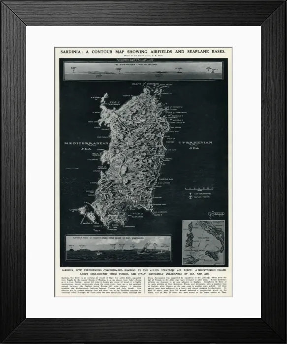 Framed Print : Map of Sardinia by G. H. Davis Framed Print : Map of Sardinia by G. H. Davis
