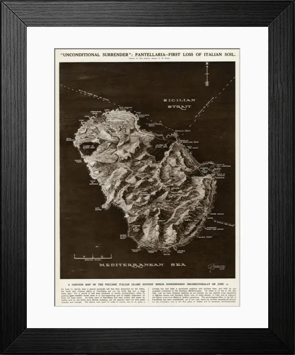 Framed Print : Map of Pantellaria (Pantelleria) by G. H. Davis Framed Print : Map of Pantellaria (Pantelleria) by G. H. Davis
