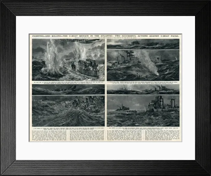 Framed Print : Actions against U-boats in Atlantic by G. H. Davis Framed Print : Actions against U-boats in Atlantic by G. H. Davis