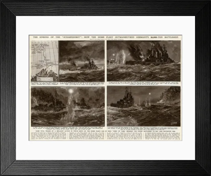 Framed Print : Sinking of the Scharnhorst by G. H. Davis Framed Print : Sinking of the Scharnhorst by G. H. Davis