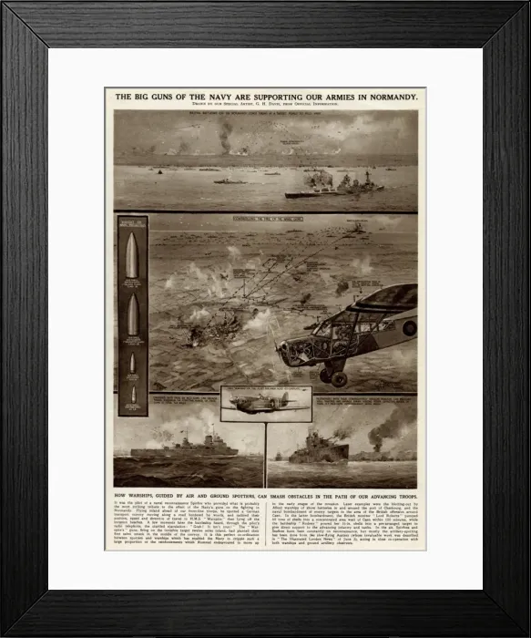Framed Print : Naval support for armies in Normandy by G. H. Davis