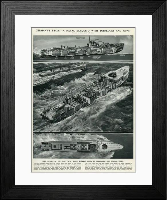 Framed Print : Germanys E-boat by G. H. Davis Framed Print : Germanys E-boat by G. H. Davis