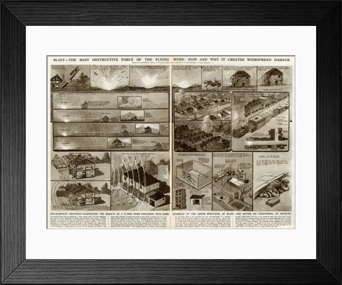 Framed Print : Destructive force of flying bomb by G. H. Davis