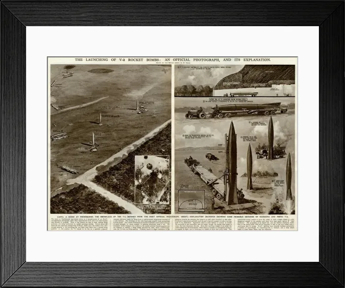 Framed Print : Launching of V2 rocket bombs by G. H. Davis Framed Print : Launching of V2 rocket bombs by G. H. Davis