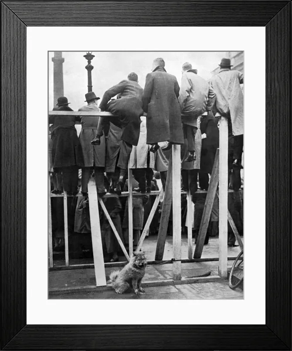 Framed Print : Spectators watch coronation rehearsal on wooden stands Framed Print : Spectators watch coronation rehearsal on wooden stands