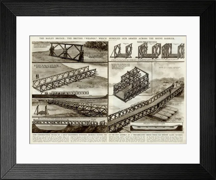 Framed Print : Bailey Bridge and Rhine victory by G. H. Davis