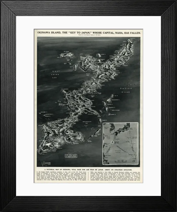 Framed Print : Map of Okinawa island by G. H. Davis Framed Print : Map of Okinawa island by G. H. Davis