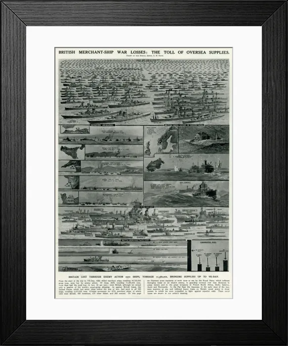 Framed Print : British merchant ship war losses by G. H. Davis Framed Print : British merchant ship war losses by G. H. Davis