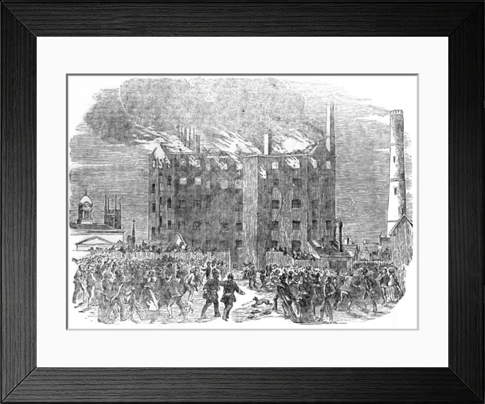 Framed Print : Fire at Derby silk mill