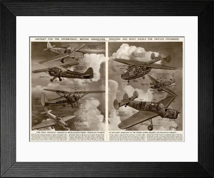 Framed Print : British aeroplanes for private ownership by G. H. Davis Framed Print : British aeroplanes for private ownership by G. H. Davis