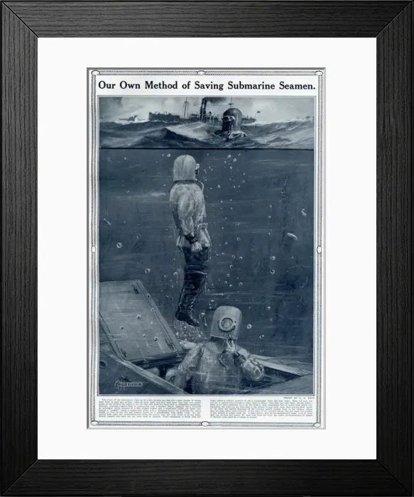 Framed Print : Method of saving submarine seamen by G. H. Davis
