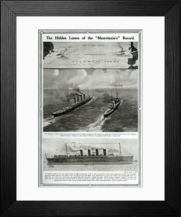 Framed Print : Hidden lesson of the Mauretanias record by G. H. Davis
