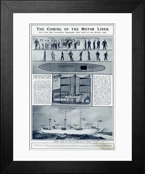 Framed Print : The coming of the motor liner by G. H. Davis Framed Print : The coming of the motor liner by G. H. Davis