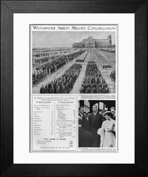 Framed Print : Westminster Abbeys might congregation for 1937 Coronation Framed Print : Westminster Abbeys might congregation for 1937 Coronation