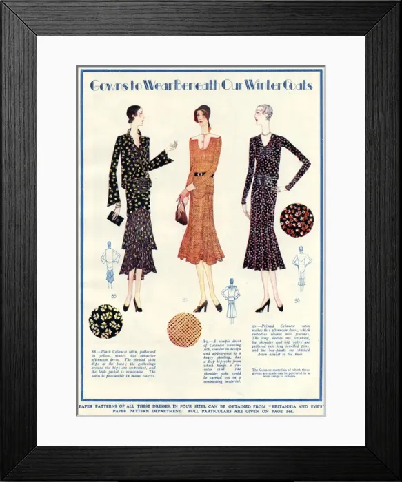 Framed Print : Women frocks 1929