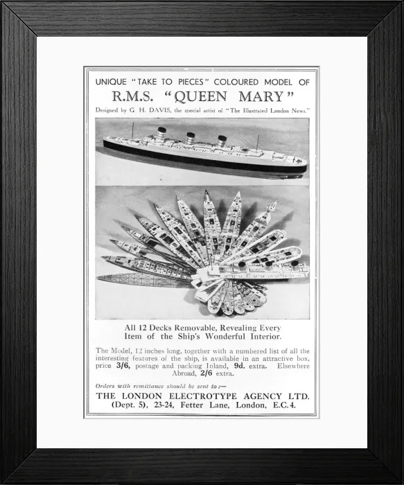 Framed Print : Model of the Queen Mary by G. H. Davis