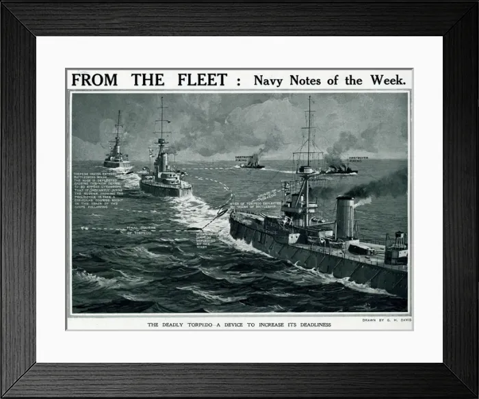 Framed Print : Destroyer at target practice by G. H. Davis Framed Print : Destroyer at target practice by G. H. Davis