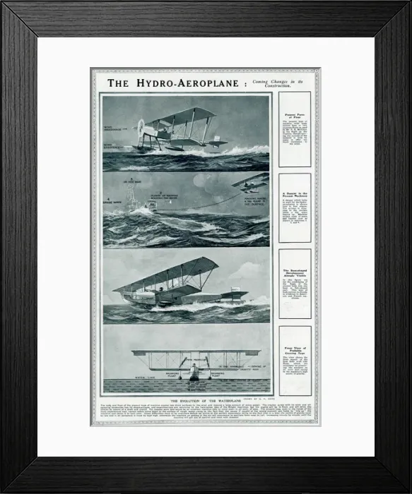 Framed Print : The hydro-aeroplane by G. H. Davis