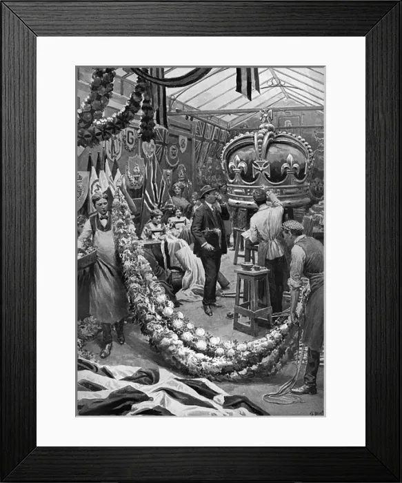 Framed Print : Coronation preparations at Harrods by Matania Framed Print : Coronation preparations at Harrods by Matania