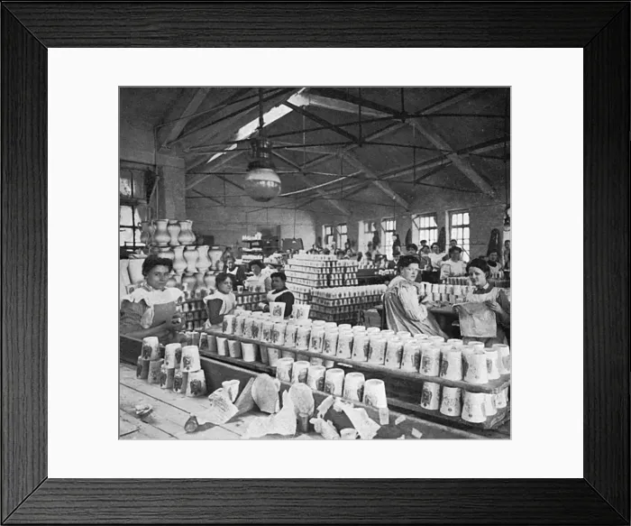 Framed Print : Decorating Coronation beakers, 1911 Framed Print : Decorating Coronation beakers, 1911