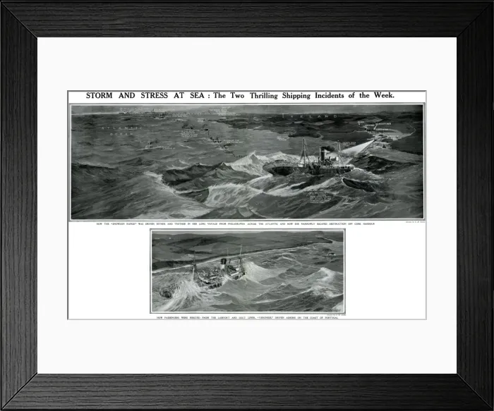 Framed Print : Storm and stress at sea by G. H. Davis