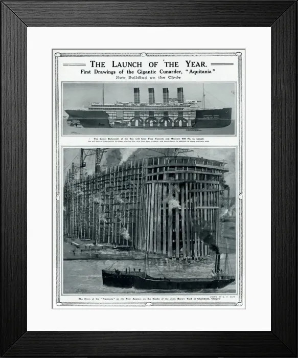 Framed Print : Launch of Cunarder, Aquitania, by G. H. Davis Framed Print : Launch of Cunarder, Aquitania, by G. H. Davis