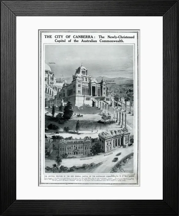 Framed Print : Plans for the City of Canberra, Australia Framed Print : Plans for the City of Canberra, Australia