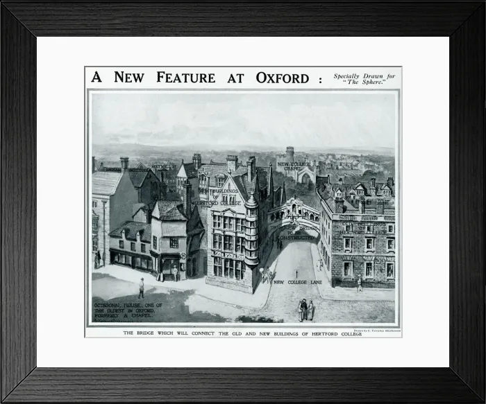 Framed Print : Bridge connecting buildings at Hertford College, Oxford