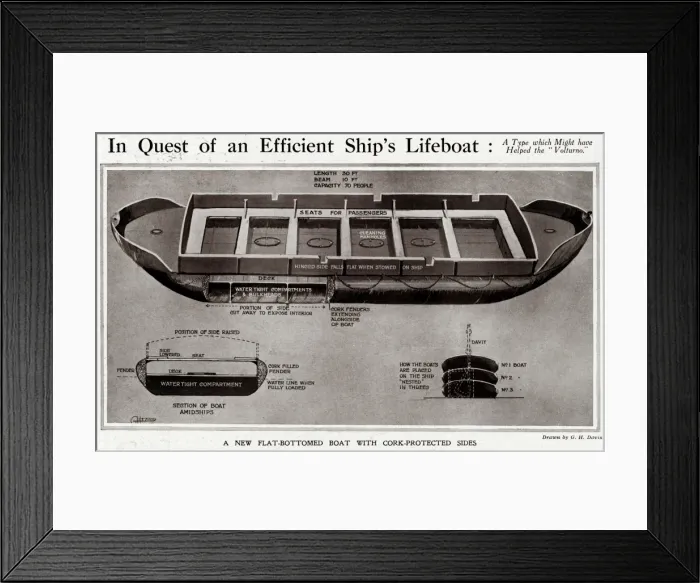 Framed Print : An efficient ships lifeboat by G. H. Davis Framed Print : An efficient ships lifeboat by G. H. Davis