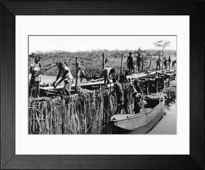 Framed Print : Temporary dam construction on River Dangu Framed Print : Temporary dam construction on River Dangu