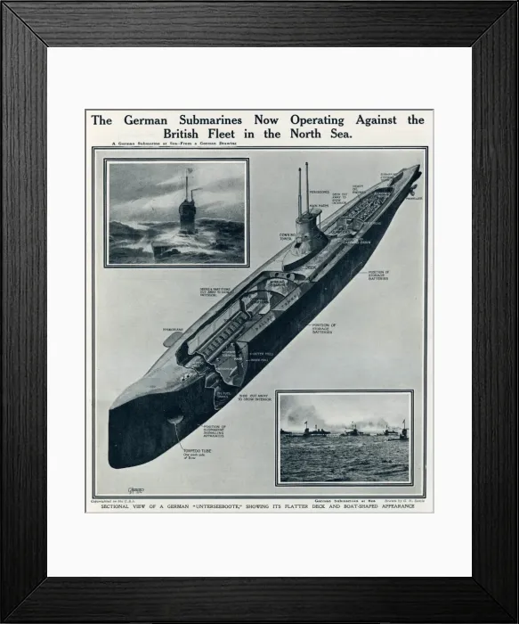 Framed Print : German submarines in North Sea by G. H. Davis Framed Print : German submarines in North Sea by G. H. Davis