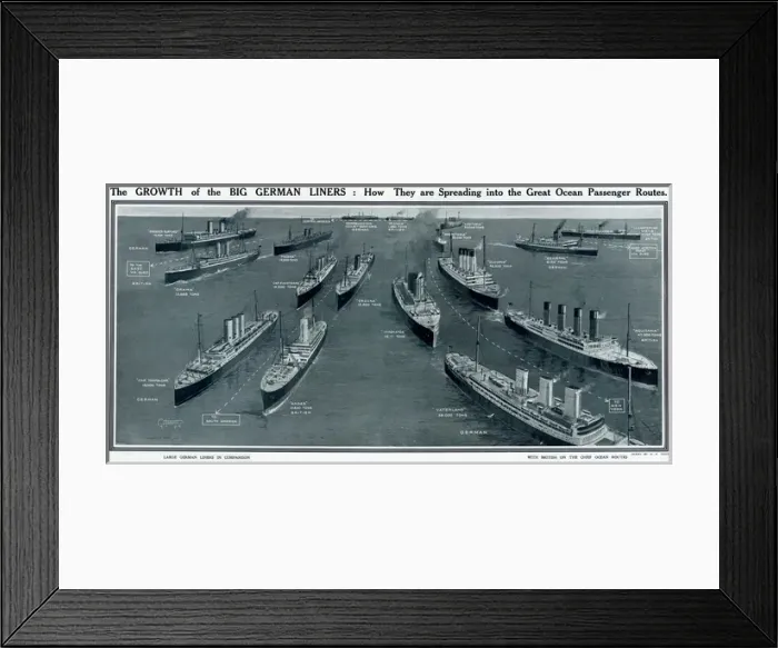 Framed Print : Growth of big German liners by G. H. Davis