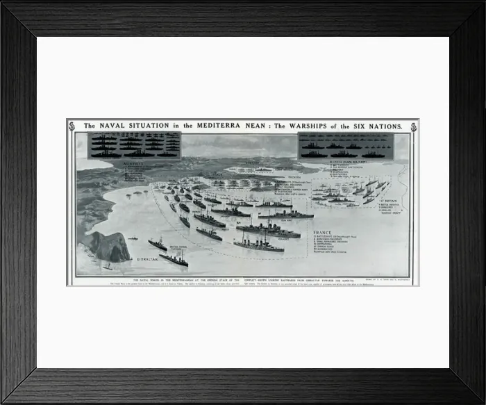 Framed Print : Warships of the six nations in the Mediterranean, WW1 Framed Print : Warships of the six nations in the Mediterranean, WW1