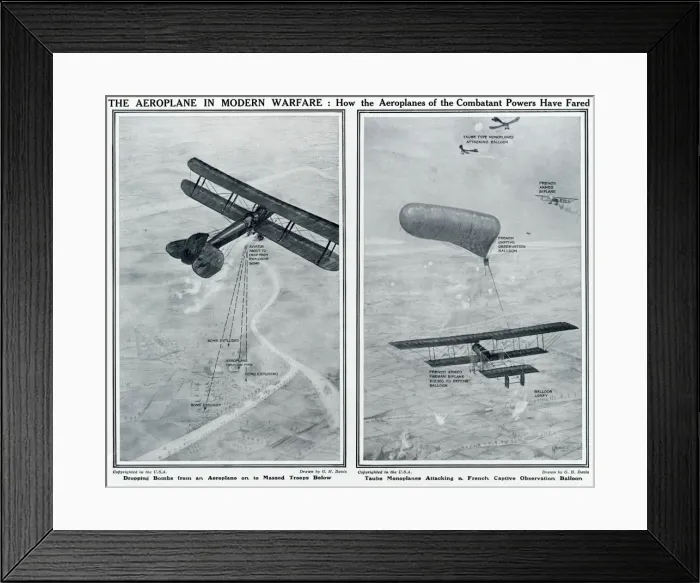Framed Print : Aeroplane in modern warfare by G. H. Davis Framed Print : Aeroplane in modern warfare by G. H. Davis