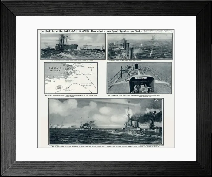 Framed Print : Battle of the Falkland Islands by G. H. Davis Framed Print : Battle of the Falkland Islands by G. H. Davis