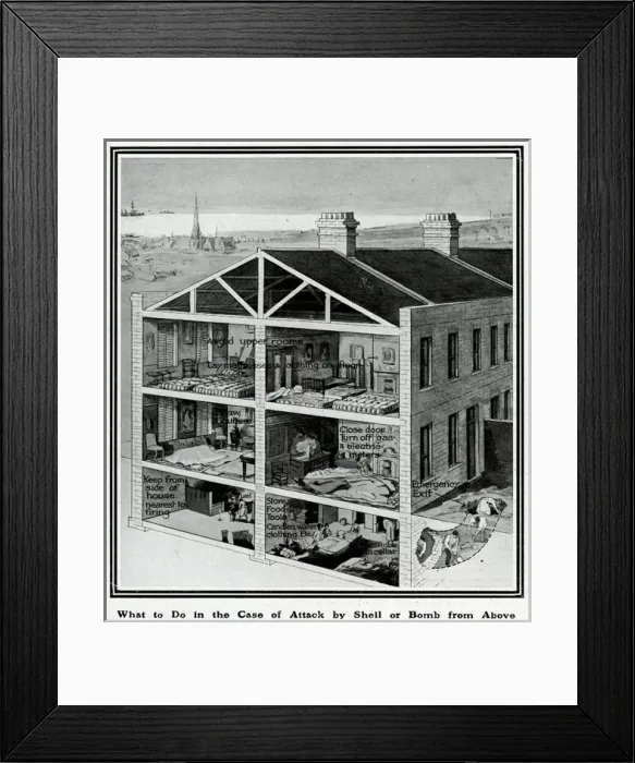 Framed Print : What to do in the case of air or sea raids, WW1 Framed Print : What to do in the case of air or sea raids, WW1