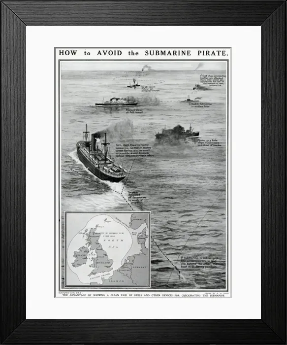 Framed Print : How to avoid the submarine pirate by G. H. Davis Framed Print : How to avoid the submarine pirate by G. H. Davis