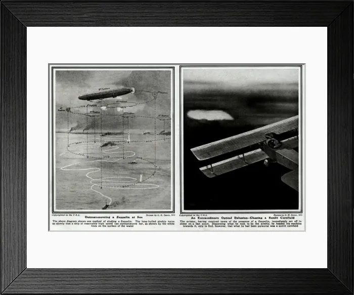 Framed Print : Aeroplanes v. Zeppelins by G. H. Davis Framed Print : Aeroplanes v. Zeppelins by G. H. Davis