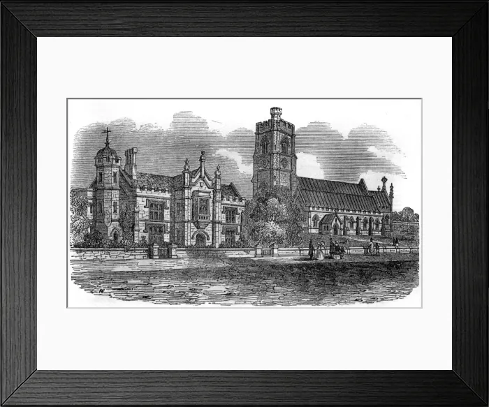 Framed Print : The Camden Town railway: Homerton parsonage and church, 1851 Framed Print : The Camden Town railway: Homerton parsonage and church, 1851