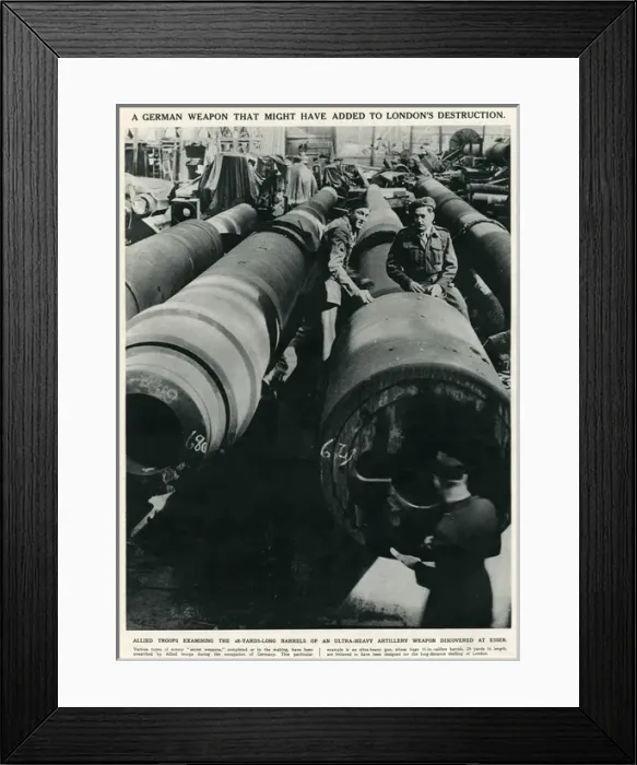 Framed Print : German weapons found in Essen 1945 Framed Print : German weapons found in Essen 1945