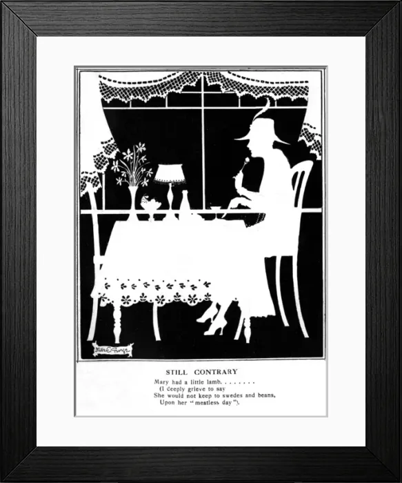 Framed Print : Lady eating in silhouette by Nellie E. George Framed Print : Lady eating in silhouette by Nellie E. George