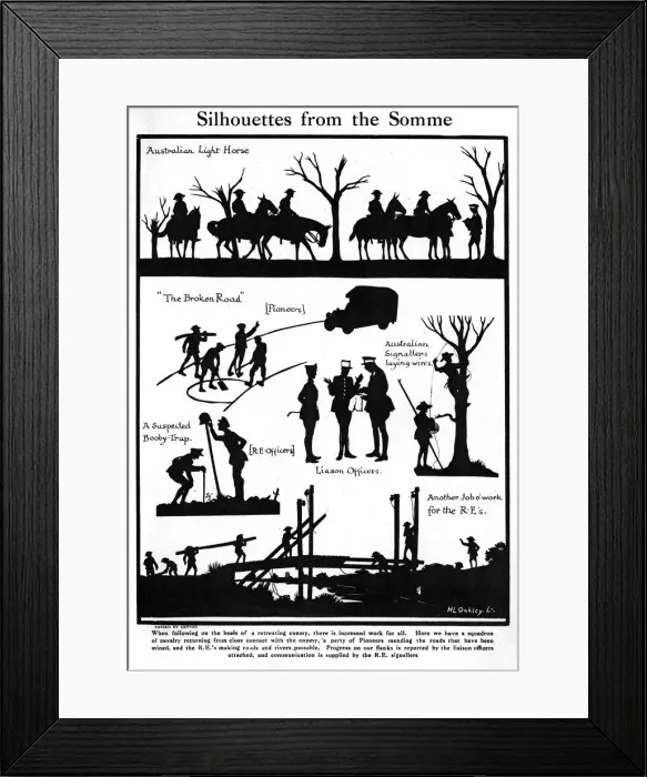 Framed Print : Silhouettes from the Somme by H. L. Oakley Framed Print : Silhouettes from the Somme by H. L. Oakley