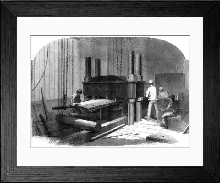 Framed Print : Bending armour-plates by hydraulic pressure Framed Print : Bending armour-plates by hydraulic pressure