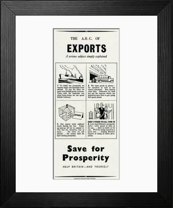 Framed Print : Advert from the National Savings Committee 1946 Framed Print : Advert from the National Savings Committee 1946
