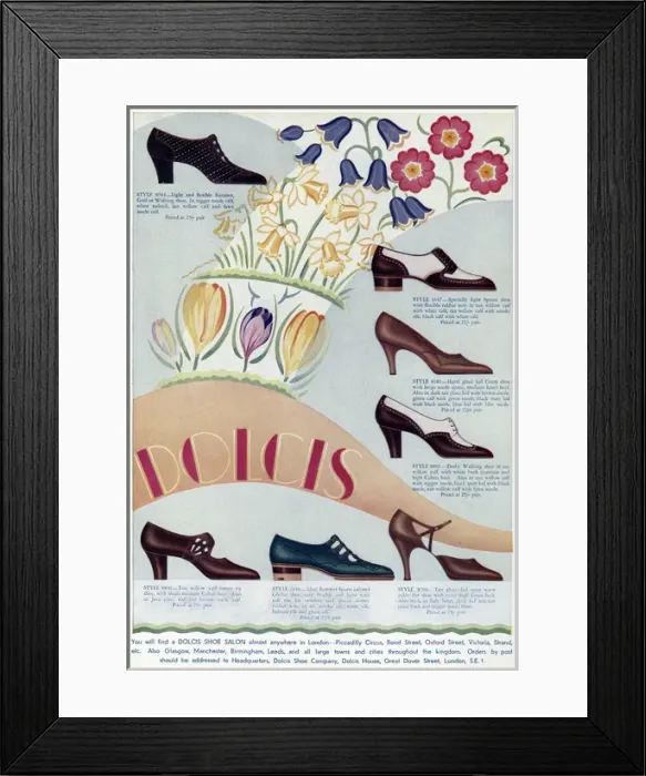 Framed Print : Advert for Dolcis shoes 1936