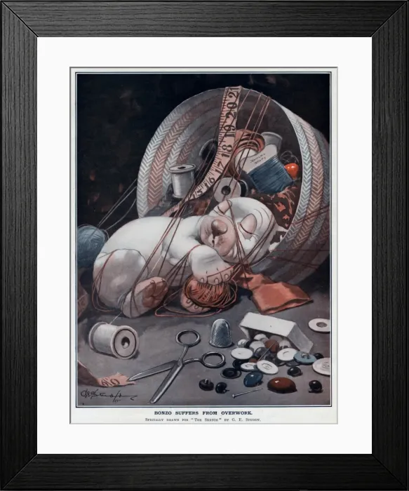 Framed Print : Bonzo Suffers From Overwork by George Studdy Framed Print : Bonzo Suffers From Overwork by George Studdy