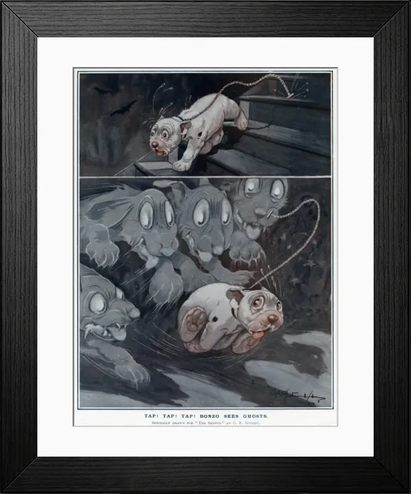 Framed Print : Bonzo sees ghosts by George Studdy Framed Print : Bonzo sees ghosts by George Studdy