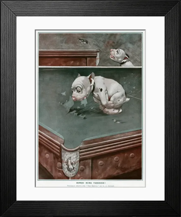 Framed Print : Bonzo runs through! by George Studdy Framed Print : Bonzo runs through! by George Studdy
