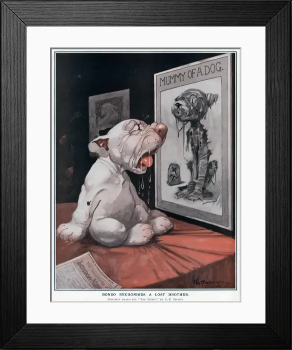 Framed Print : Bonzo in search of his forefathers by George Studdy Framed Print : Bonzo in search of his forefathers by George Studdy