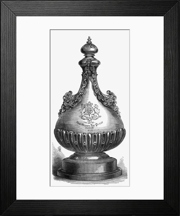 Framed Print : Ascot race plate: Queen Victorias gift of a gold vase, 1874 Framed Print : Ascot race plate: Queen Victorias gift of a gold vase, 1874